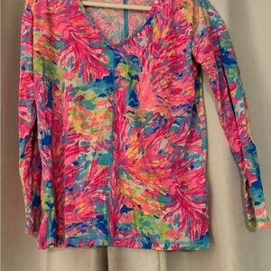 Lilly Pulitzer Luxletic Treena Top Multi Palm Beach Coral